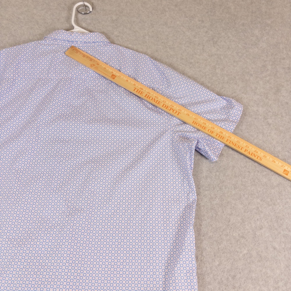 Johnston & Murphy Mens 3XL Blue Pink Geometric Short Sleeve Button Down Shirt - Picture 8 of 14